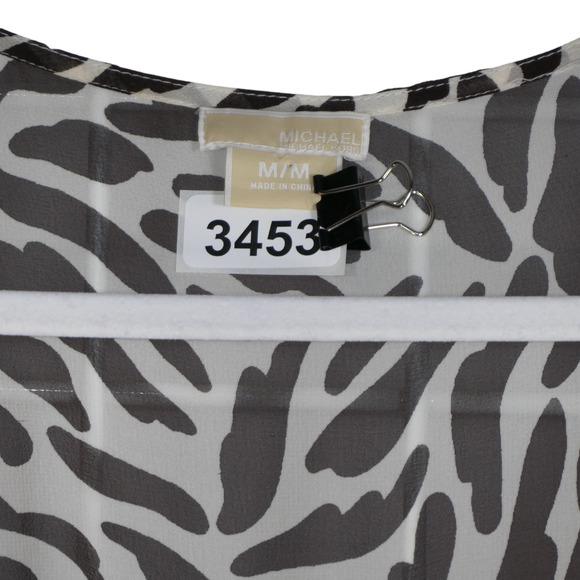 Michael by M Kors Brown Sheer Dress Womens Size M Zebra Wild Ruffle 100% Silk - Picture 11 of 11